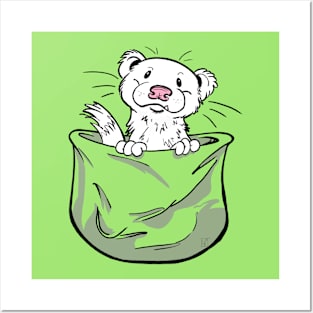 Ferret Pocket Funny Cute White Fur Posters and Art